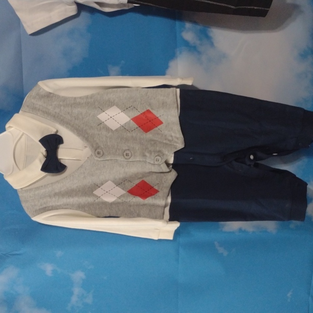Cute argyle vest onesie